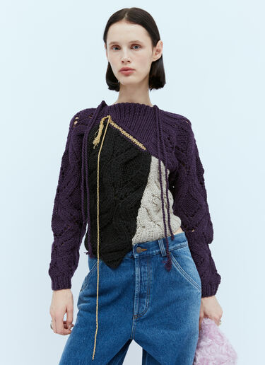 Dries Van Noten Toula パッチワークセーター ブラック dvn0254029
