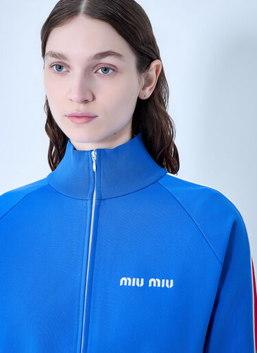 Miu Miu Technical Yarn Zipper Sweatshirt Blue miu0263015
