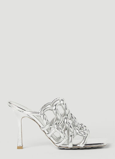 Bottega Veneta Stretch High Heel Mules Silver bov0250053