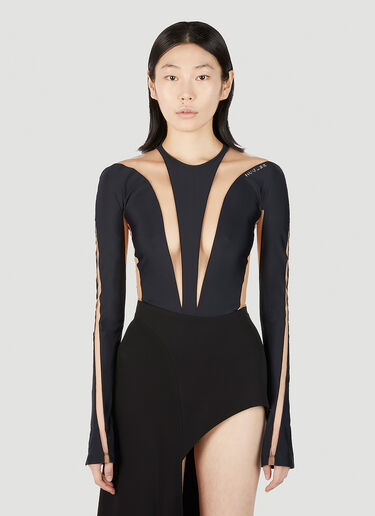 Mugler Cut Out Illusion Bodysuit Black mug0251035