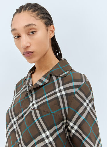 Burberry Check Silk Pyjama Shirt Green bur0257004