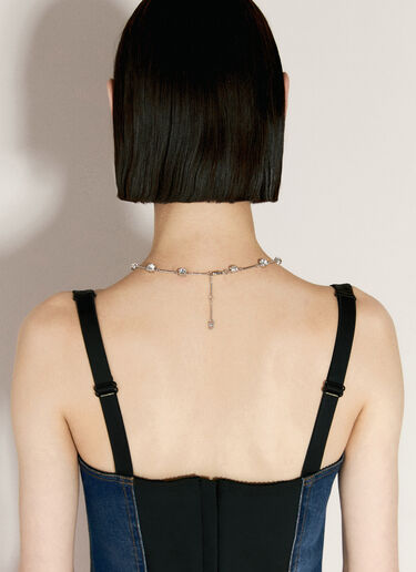 Dolce & Gabbana ラインストーンクロスのロザリオスタイルネックレス  ブラック dol0255030