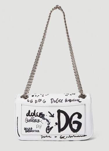 Dolce & Gabbana Logo Scribble Shoulder Bag White dol0250027
