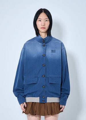Miu Miu Old Washed Twill Blouson Jacket Blue miu0265009