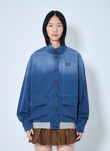 LN-CC® - Miu Miu: Old Washed Twill Blouson Jacket - Blue Miu Miu Old Washed Twill Blouson Jacket Blue miu0265009