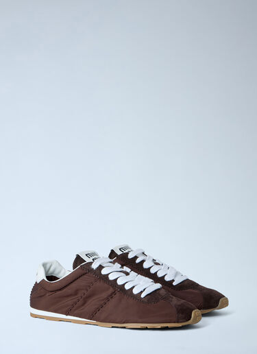 Miu Miu Logo Patch Sneakers Brown miu0263025