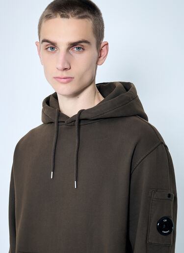 C.P. Company Logo Applique Hooded Sweatshirt Brown pco0157017