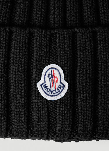 Logo Patch Beanie Hat Moncler Logo Patch Beanie Hat Black mon0253029