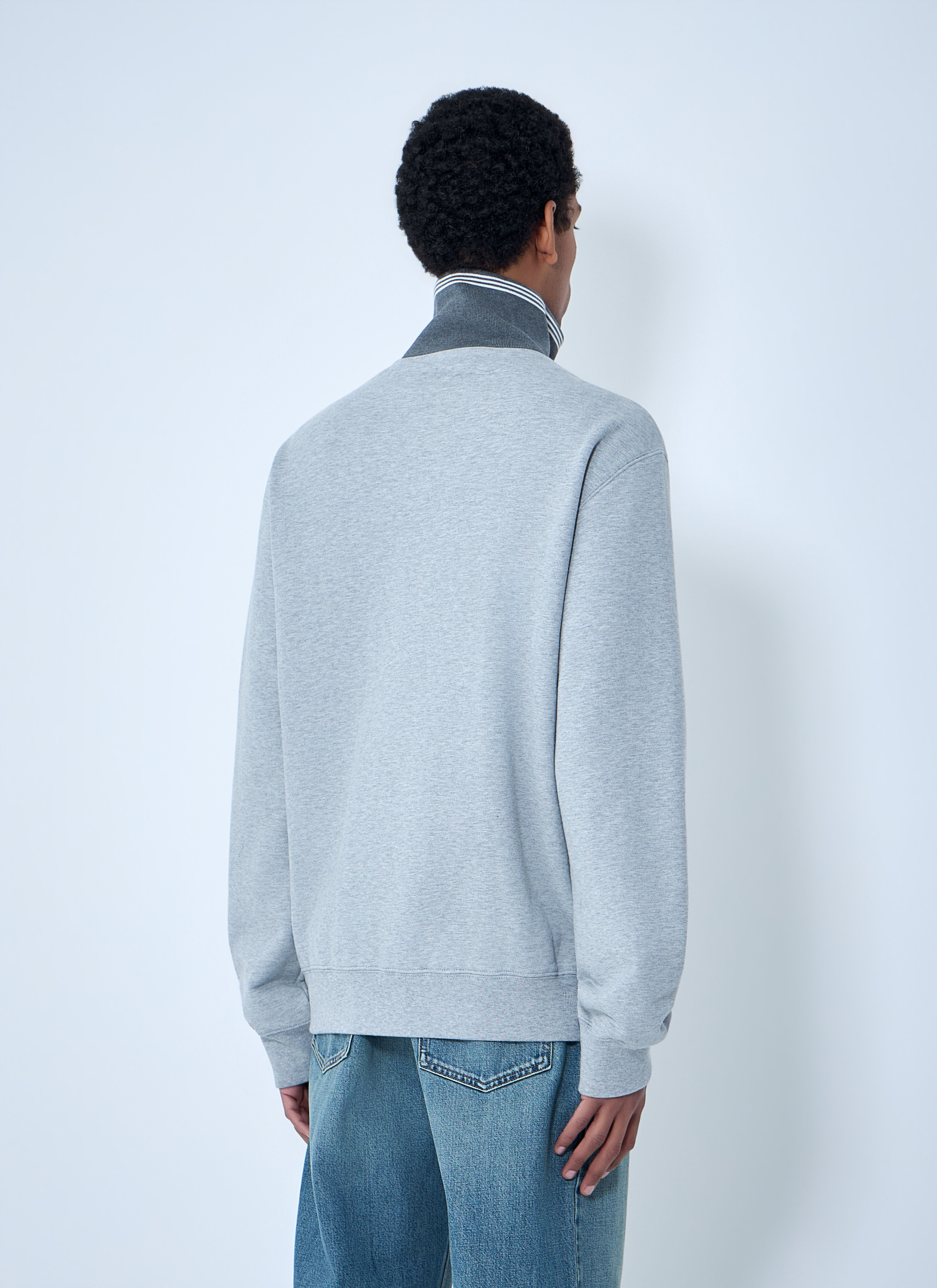Miu Miu Men's' Logo Motif Zip-Up Sweatershirt in Grey | LN-CC®