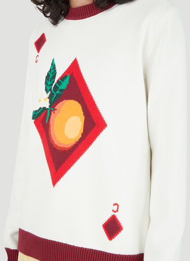 Casablanca Orange Card Intarsia Sweater White cbl0146001