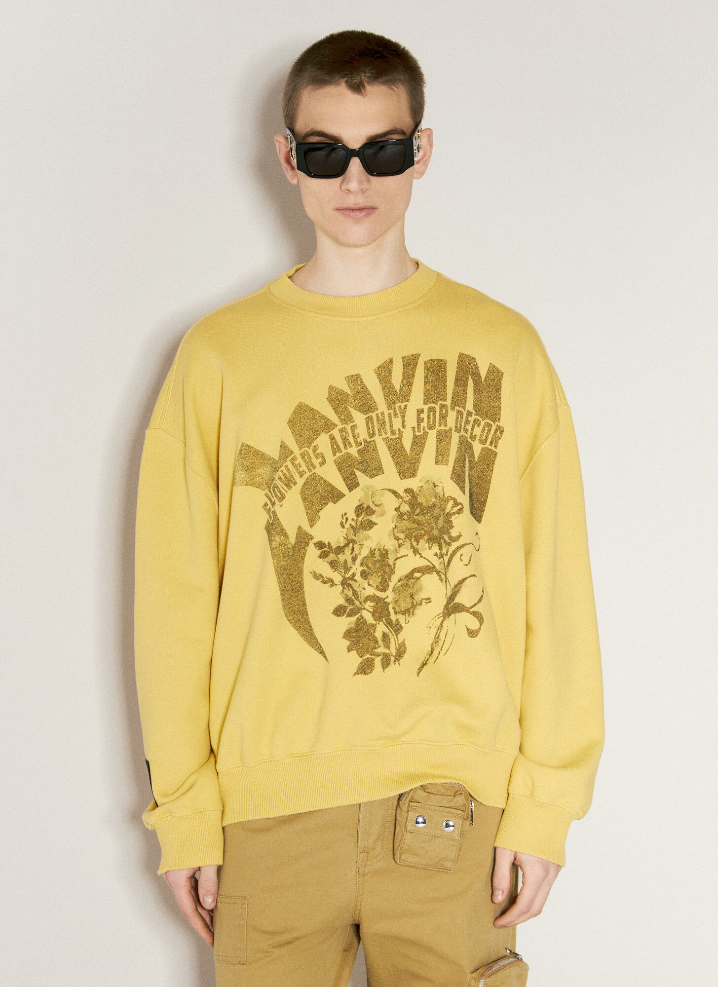 Shop Lanvin X Future Drop 3 Logo Print Sweatshirt In Yellow