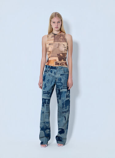Jean Paul Gaultier Mesh Printed Journal Tank Top Brown jpg0264004