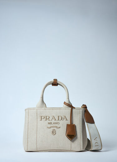 Prada Small Canvas Tote Beige pra0260037