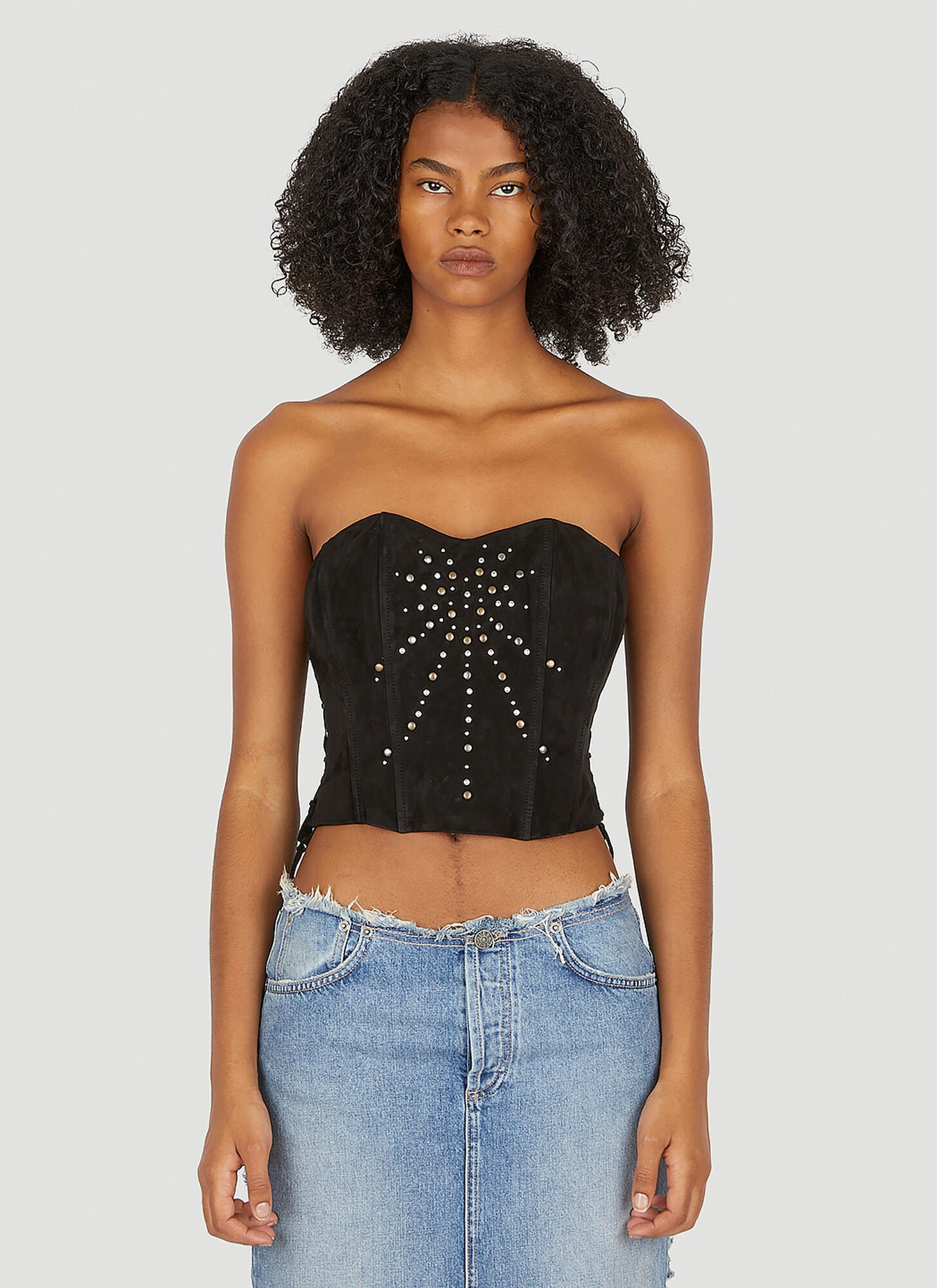 Guess Usa Lace Up Bustier Top Female Black