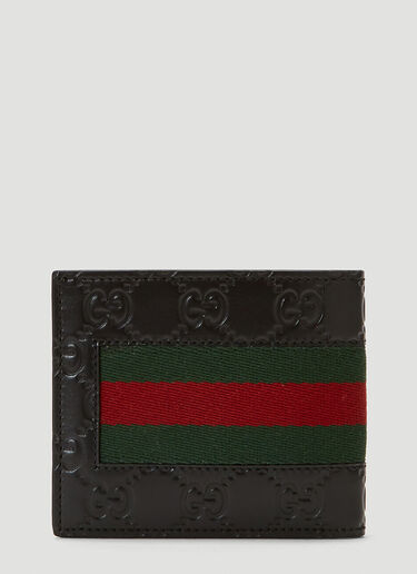 Gucci 经典织带双折钱包 黑 guc0143073