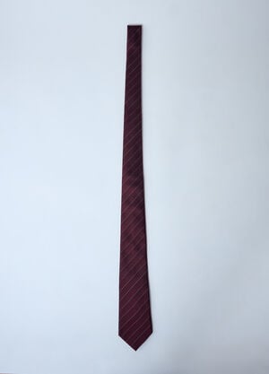 Saint Laurent Stripe Silk Satin Tie Brown sla0159021