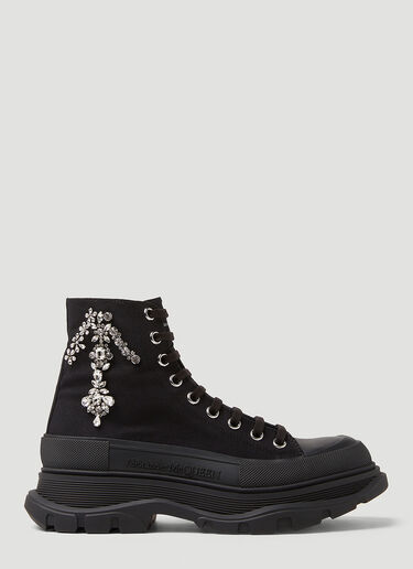 Alexander McQueen Embellished Tread Ankle Boots Black amq0248026