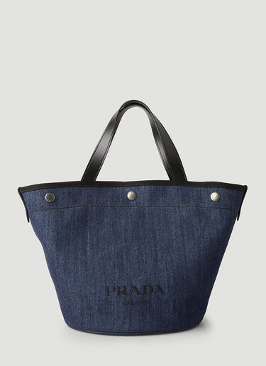 Prada Denim Shopper Tote Bag Blue pra0248070