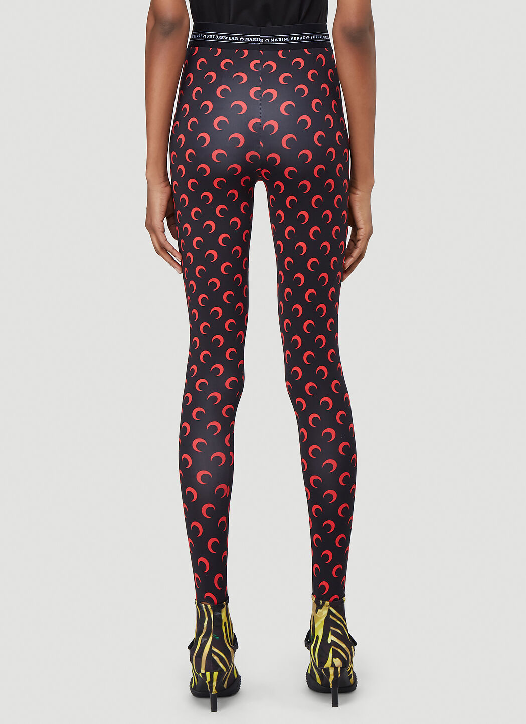 Marine Serre Logo Crescent Moon Motif Leggings in Black LN CC