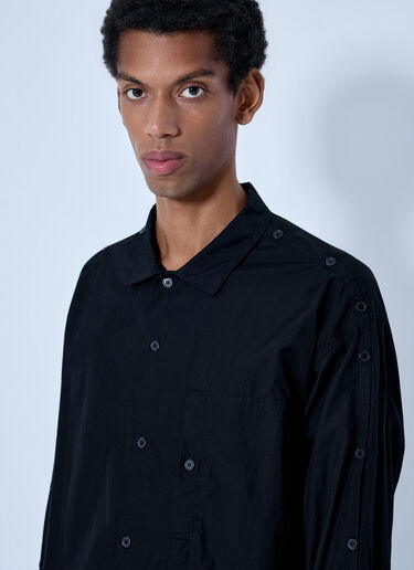 LN-CC® - Yohji Yamamoto: Open Collar Shoulder Slit Blouse - Black Yohji Yamamoto Open Collar Shoulder Slit Blouse Black yoy0165001