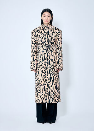 Sportmax Animal-Print Trench Coat Beige spx0259001