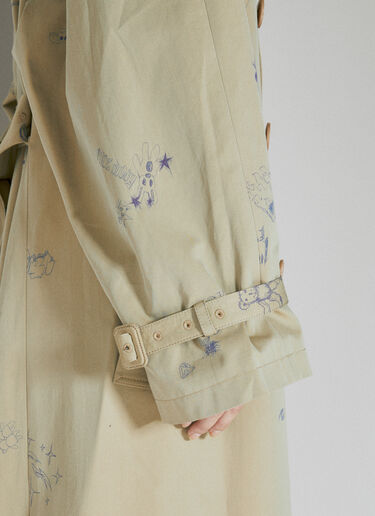 VETEMENTS Scribbled Trench Coat Beige vet0254003