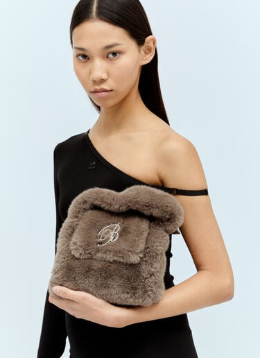 Blumarine Faux Fur Logo Handbag Brown blm0253012