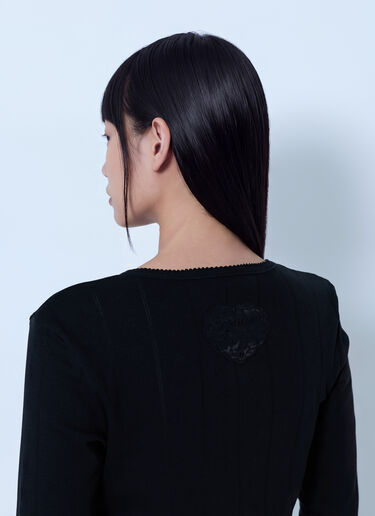 LN-CC® - GANNI: Compact Pointelle Rib Jersey Top - Black GANNI Compact Pointelle Rib Jersey Top Black gan0265004