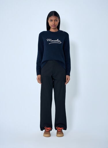 Moncler Embroidered Logo Wool Sweater Black mon0263049