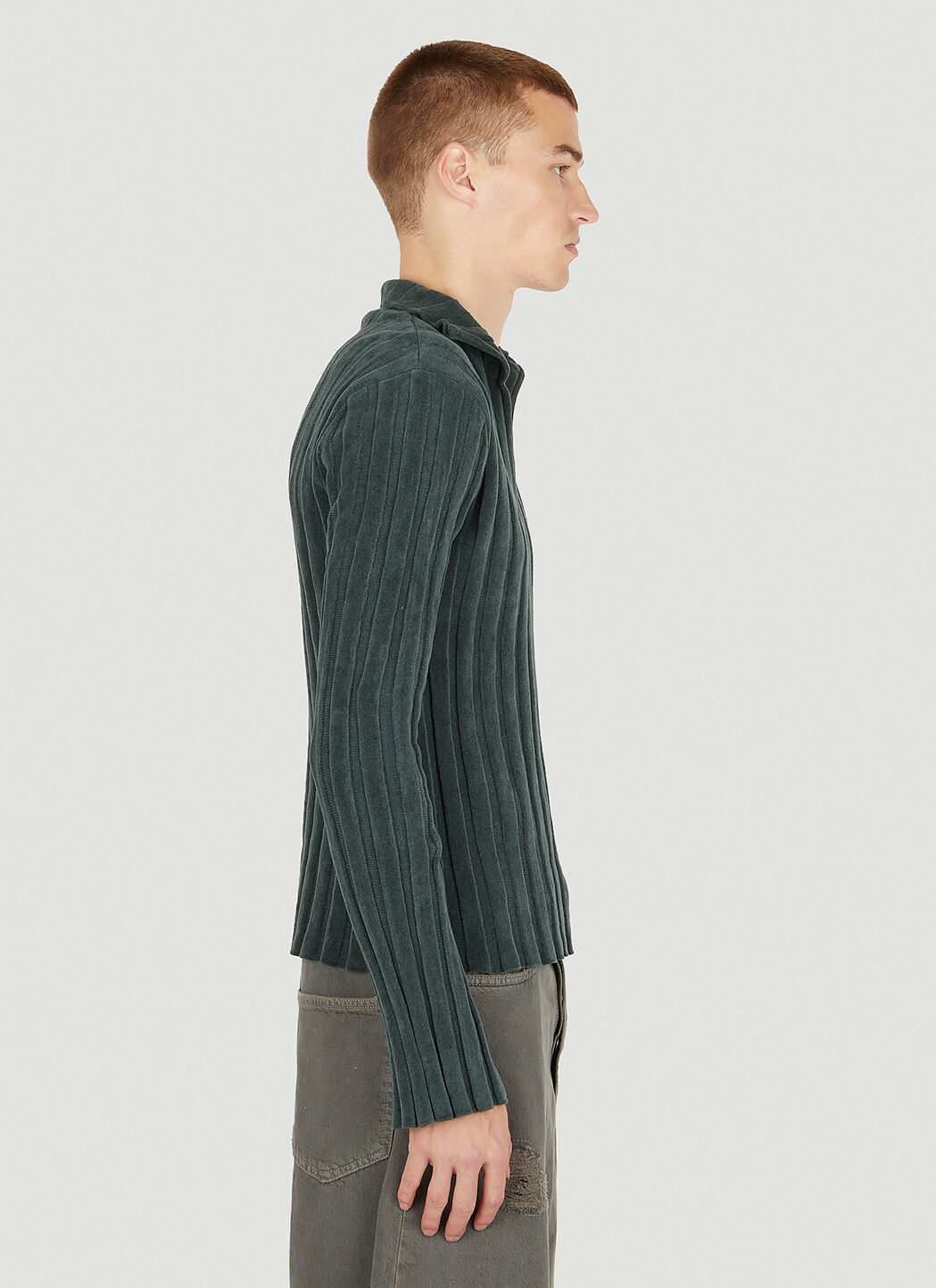 Acne Studios Velour Polo Sweater in Green | LN-CC