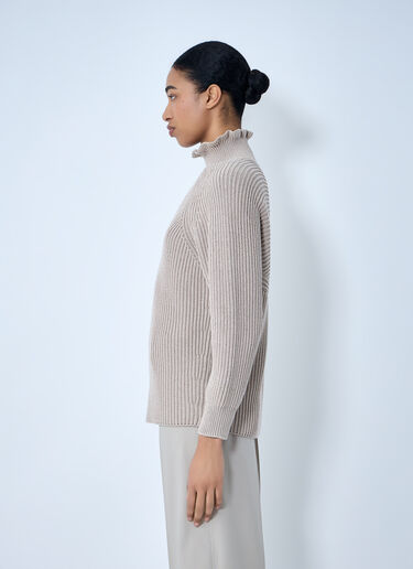 Max Mara Ribbed Knit High Neck Sweater Beige max0264307