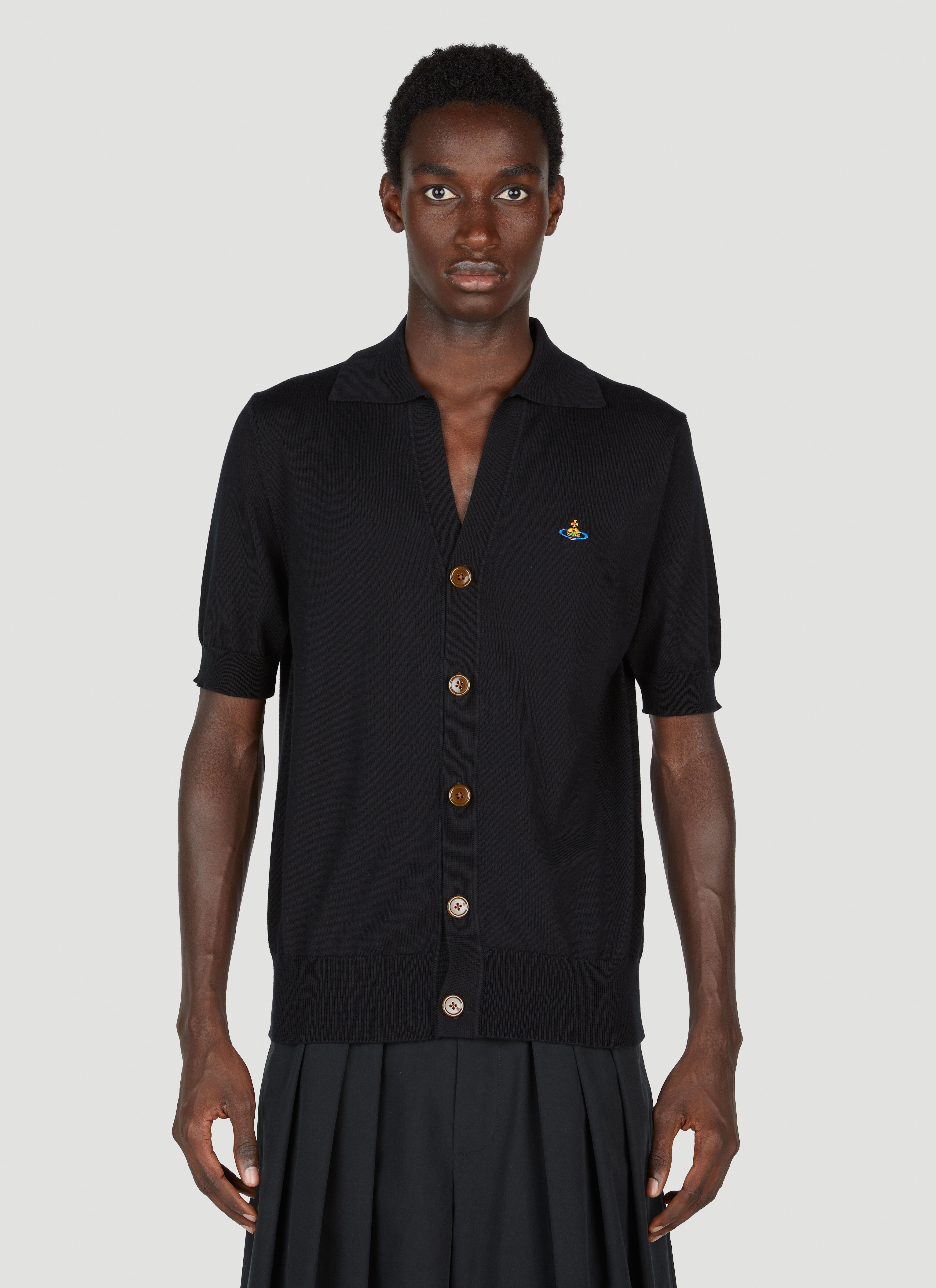 Vivienne Westwood Polo Short Sleeve Cardigan in Black LN CC
