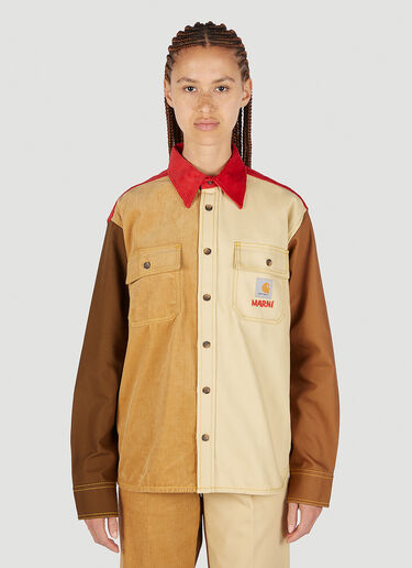 Marni x Carhartt 컬러 블록 패널 셔츠 브라운 mca0250003