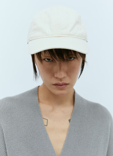 Leather Trim Cotton Baseball Cap TOTEME Leather Trim Cotton Baseball Cap Beige tot0256034