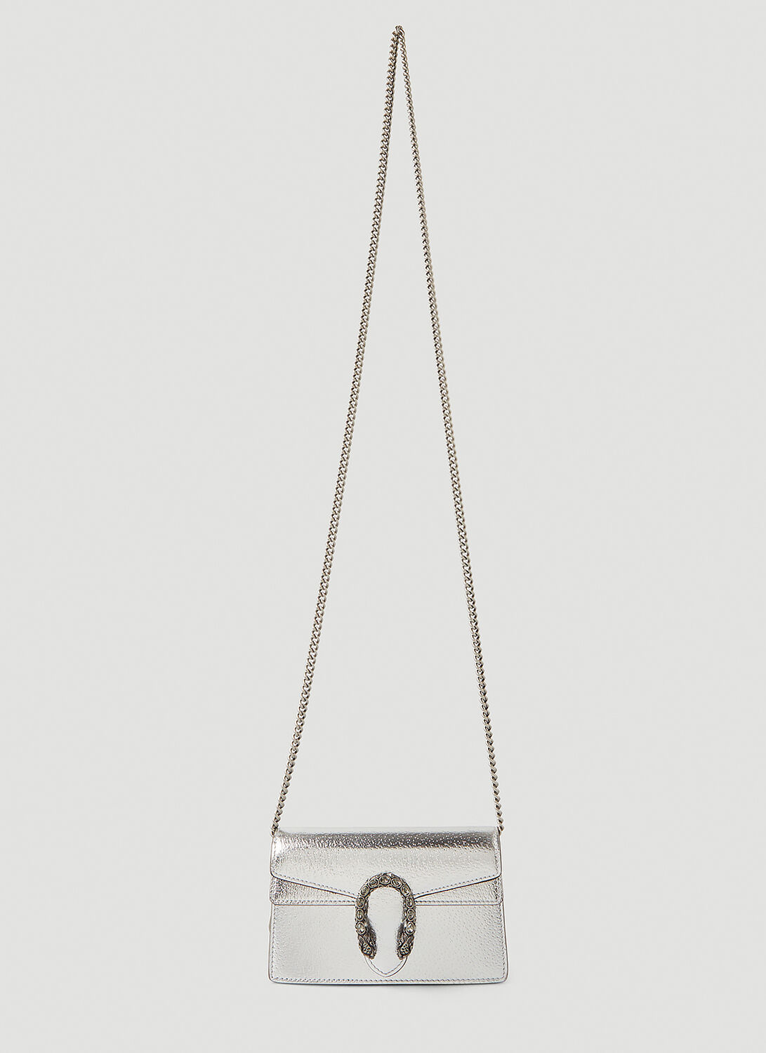 Shop Gucci Dionysus Mini Shoulder Bag In Silver