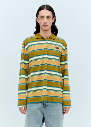 Miu Miu Striped Polo T-Shirt Green miu0356001
