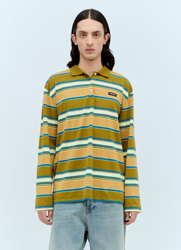 Miu Miu Striped Polo T-Shirt Green miu0356001