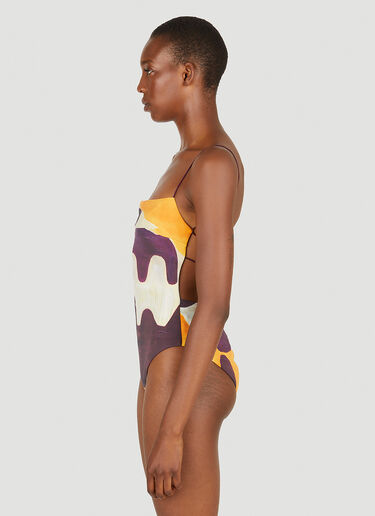 Ziah Joan Print Fine Strap Swimsuit Burgundy zia0250001