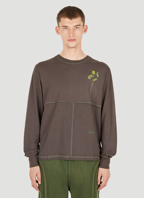 Eckhaus Latta 랩 롱 슬리브 T-셔츠 Beige eck0151005