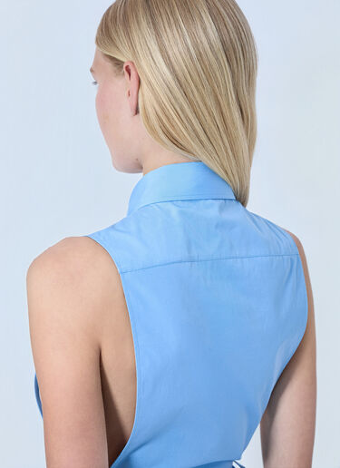Miu Miu Poplin Sleeveless Shirt Blue miu0264101