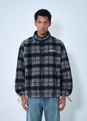 Miu Miu Checked Fleece Jacket Black miu0164001