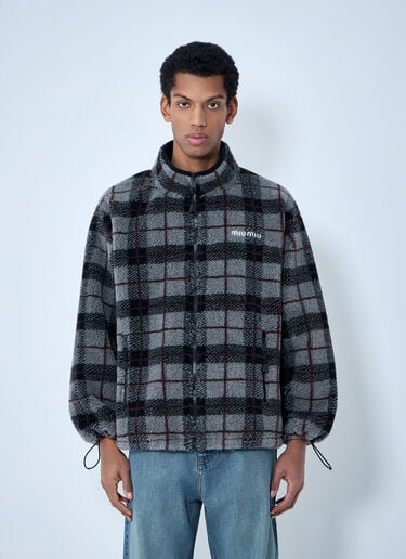 Miu Miu Checked Fleece Jacket Black miu0164001