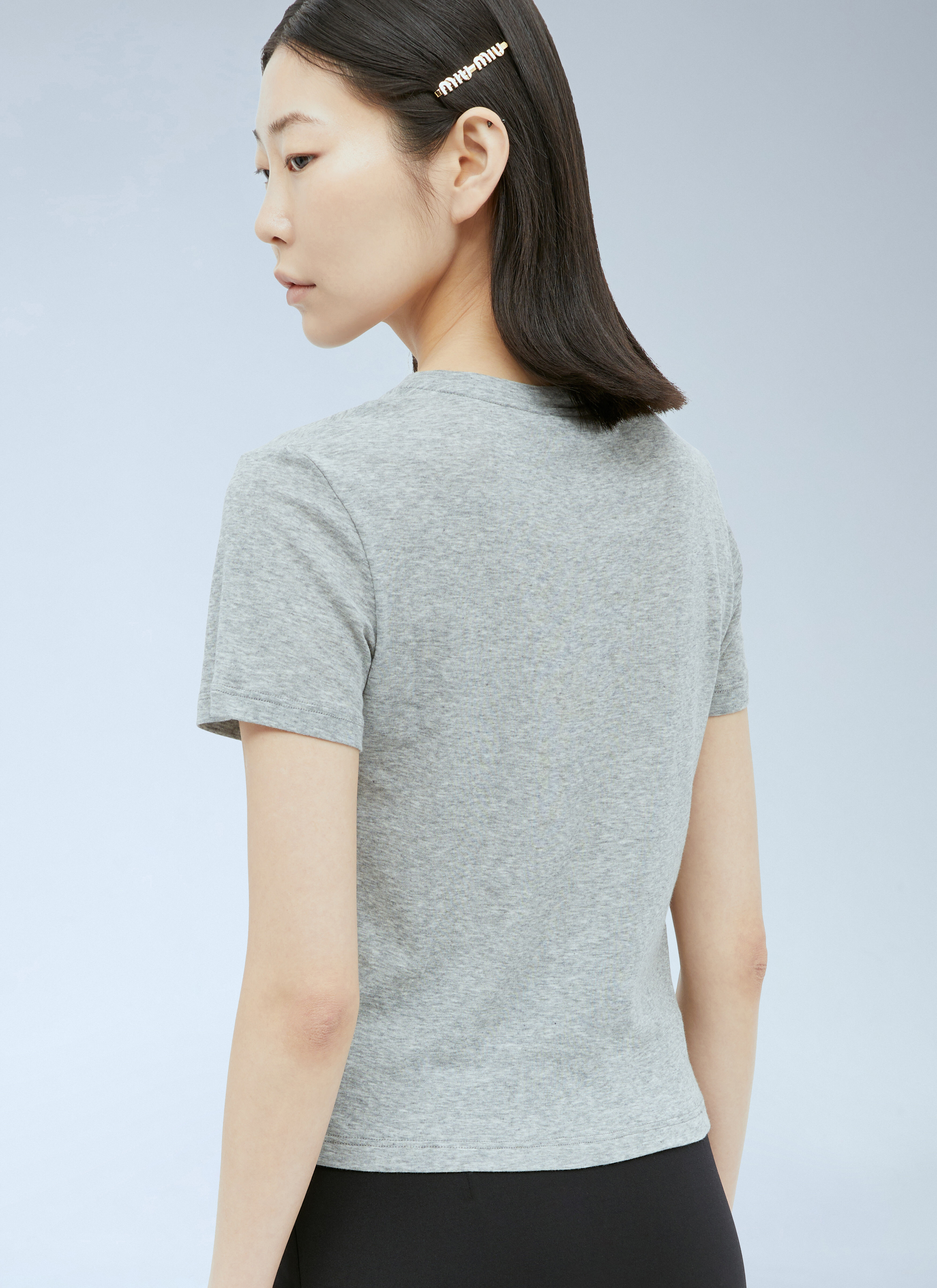 Miu Miu Women's' Logo Patch T-Shirt in Grey | LN-CC®