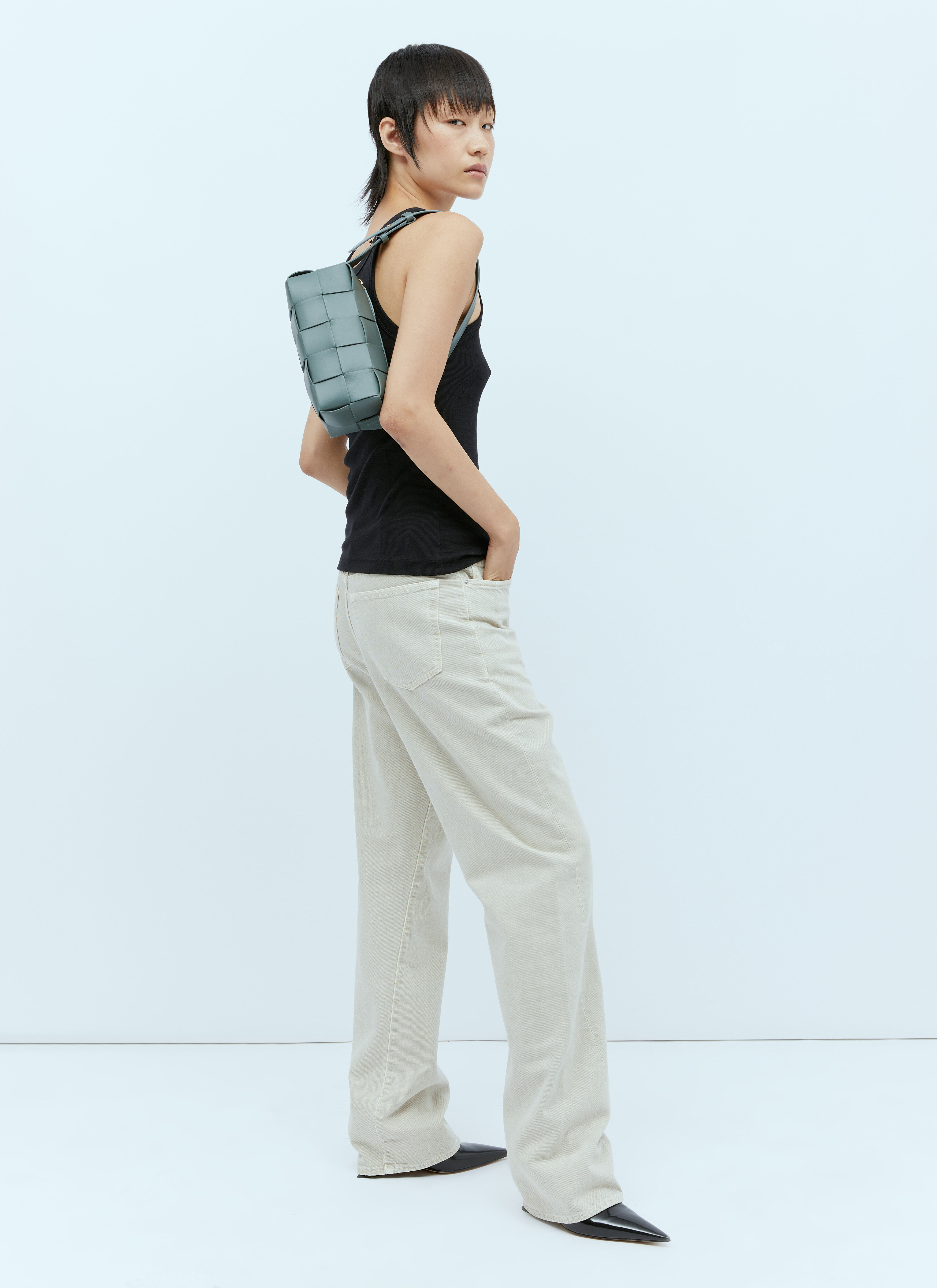 Bottega Veneta Women s Small Brick Cassette Shoulder Bag in Grey