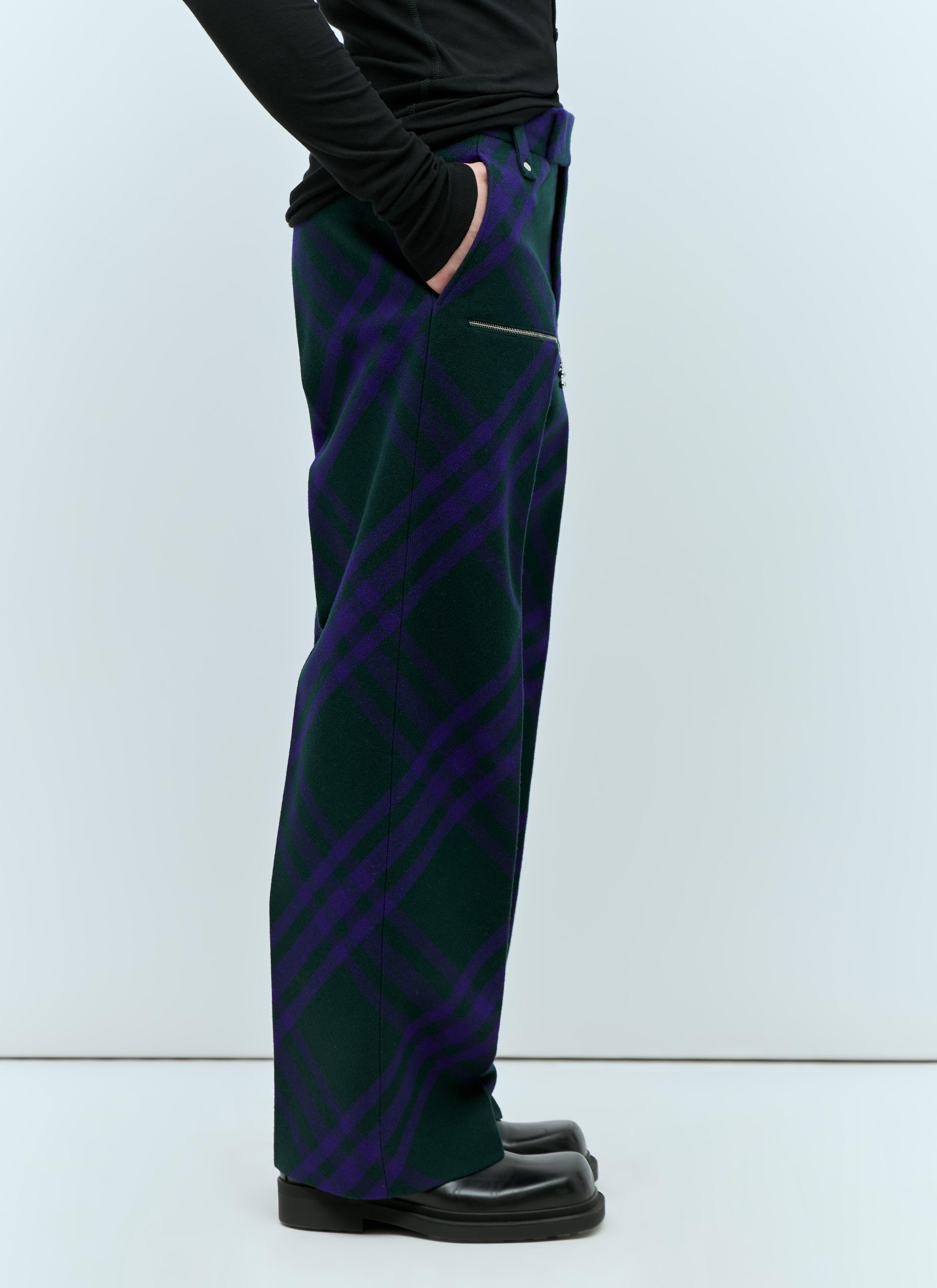 Tekla Check Wool Pants Blue tek0355009