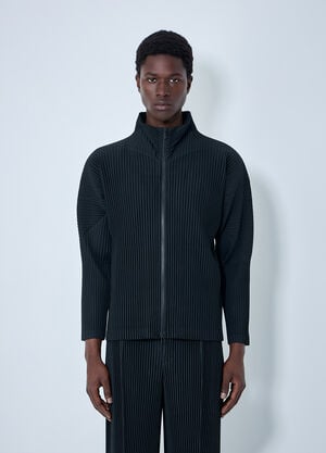 Homme Plissé Issey Miyake Pleated Zip-Up Jacket Black hmp0164008