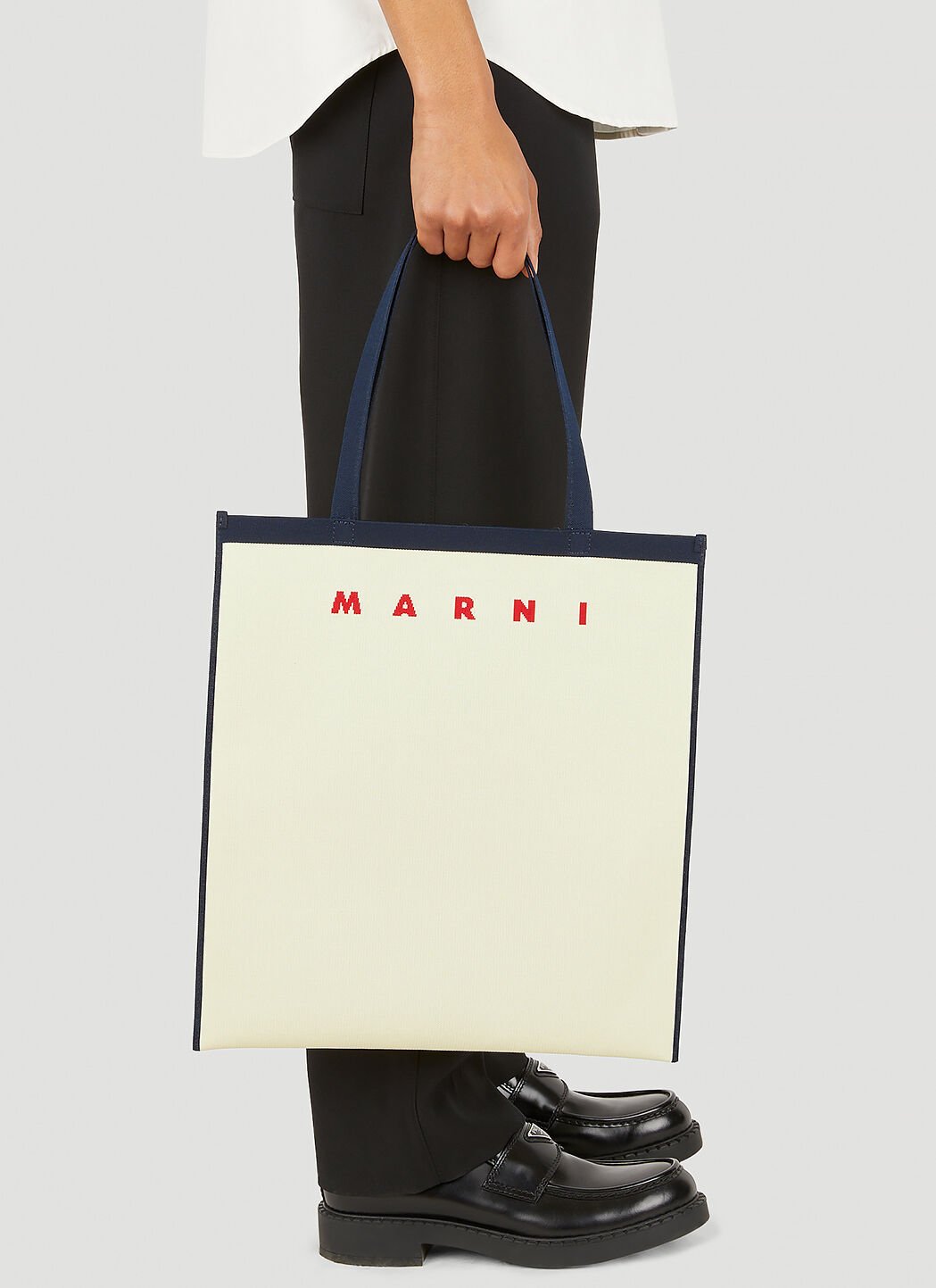Marni Flat Shopping Tote Bag in Cream LN CC