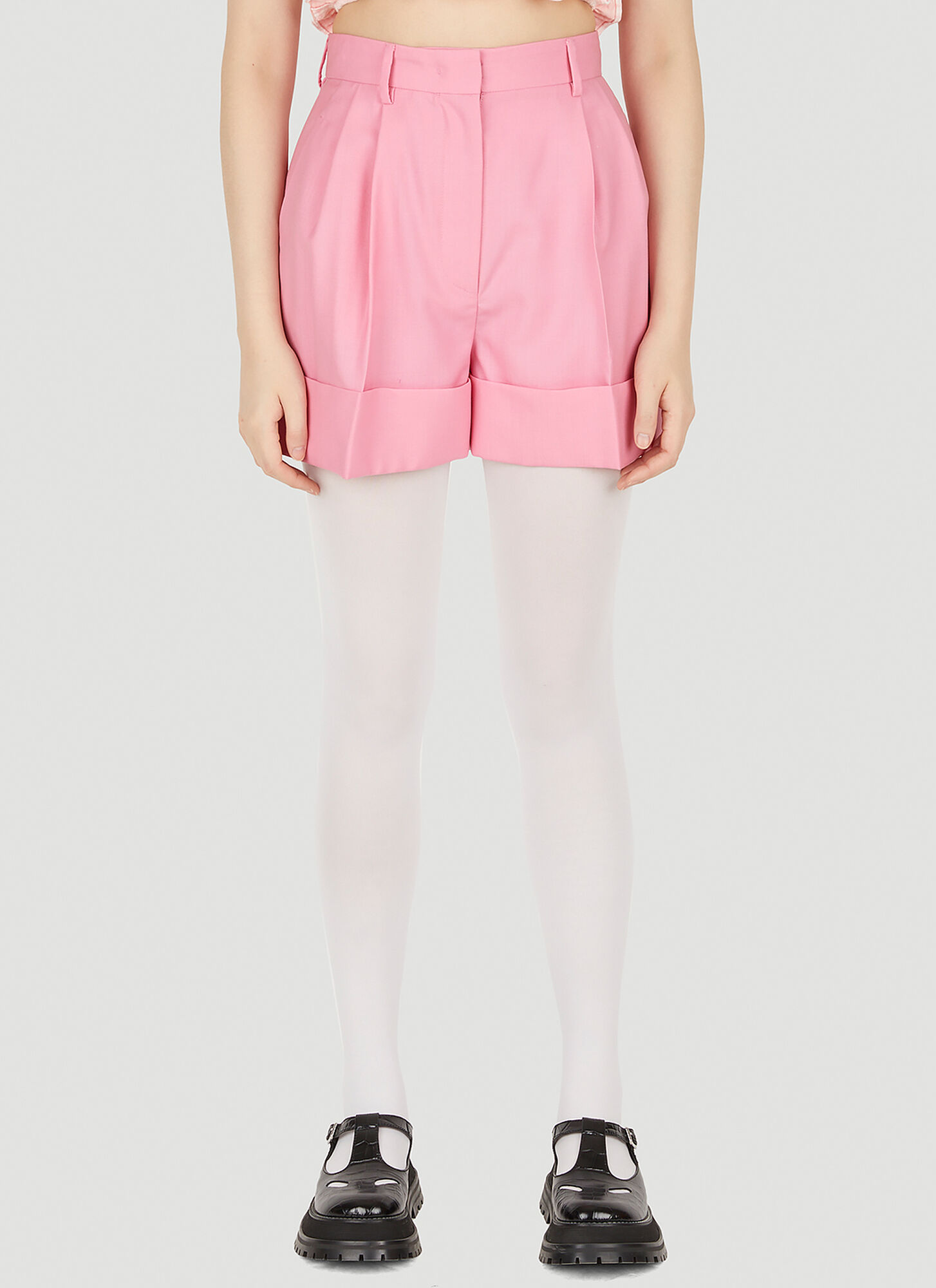 Miu Miu Levantina Pleated Shorts In Pink
