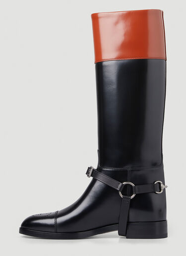 Gucci Zelda Harness Knee High Riding Boots Black guc0247103