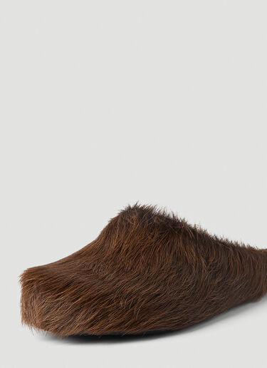Marni Fussbett Sabot Hairy Mules Brown mni0153013